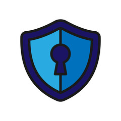 Vector illustration of a Shield in solid line style isolated in white background. Modern and minimalist chart illustration