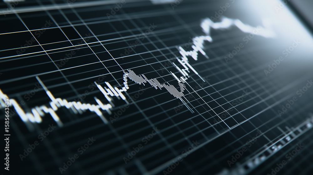 Poster market volatility: an abstract visualization of market trends, showcasing the ebb and flow of financ