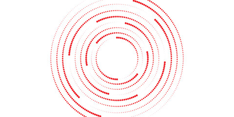 Red Concentric Circular Dot Pattern on a Minimalist White Background
