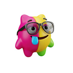 Fototapeta premium Whimsical colorful character with glasses illustration on black background