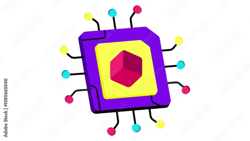 Poster microchip icon animation mp4 file