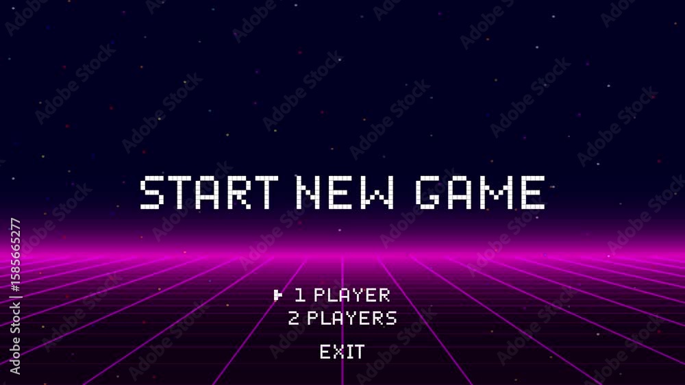 Poster start new game by selecting a player or exiting the game's main menu. modern trendy game background 
