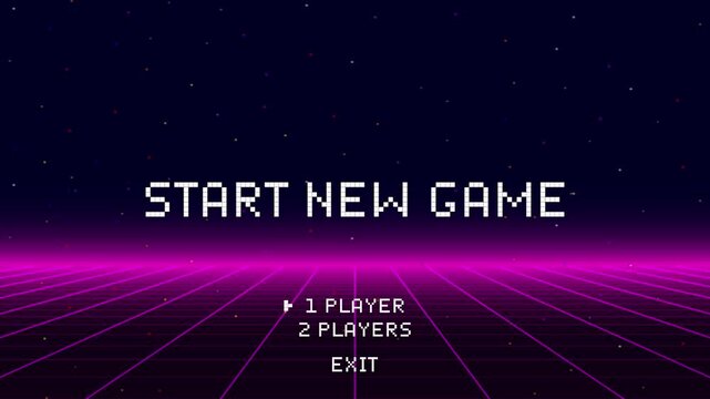 Start new game by selecting a player or exiting the game's main menu. Modern trendy game background with lighting effect. 