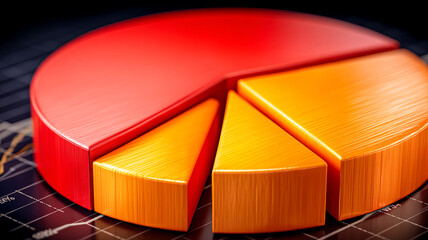 Close up of a red and yellow pie chart showing market share