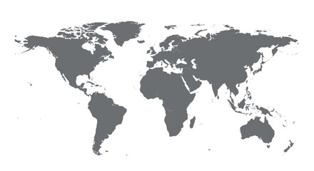 A Minimalist Grey Silhouette of the Global Map Showcasing Continental Outlines