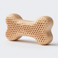 Light-tan wooden dog bone toy