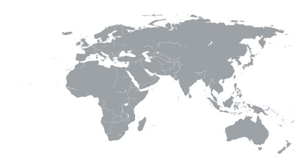 Fototapeta premium Simple Gray World Map Outline Depicting Global Geography and International Regions