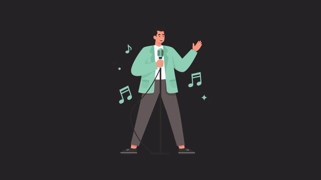 Male Singer 2D animations on transparent background