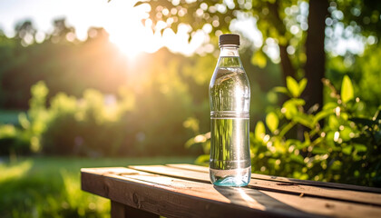 Refreshing Water Bottle in Sunny Park Setting