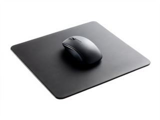 Computer mouse on dark pad isolated on a transparent background