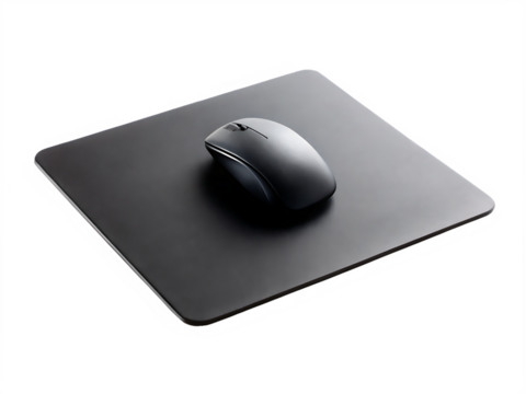 Computer mouse on dark pad isolated on a transparent background