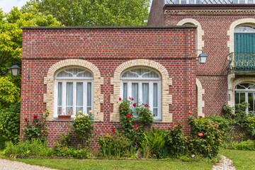 Street view Veules-les-Roses in Seine-Maritime department Normandy in France. One of the most beautiful villages of France