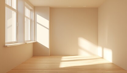Empty room bathed in sunlight