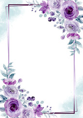 Elegant Purple Watercolor Floral Frame with Pastel Background