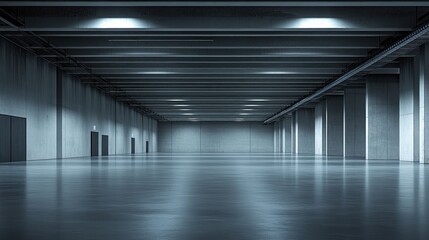 Fototapeta premium Empty, industrial hall interior