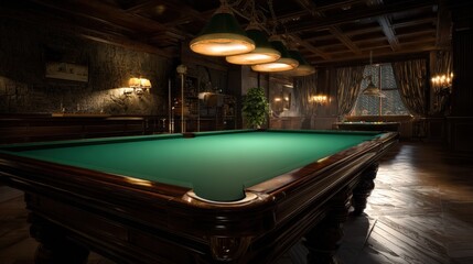 Luxurious Billiards Room Interior Design Elegant Green Pool Table in a Classic Mansion