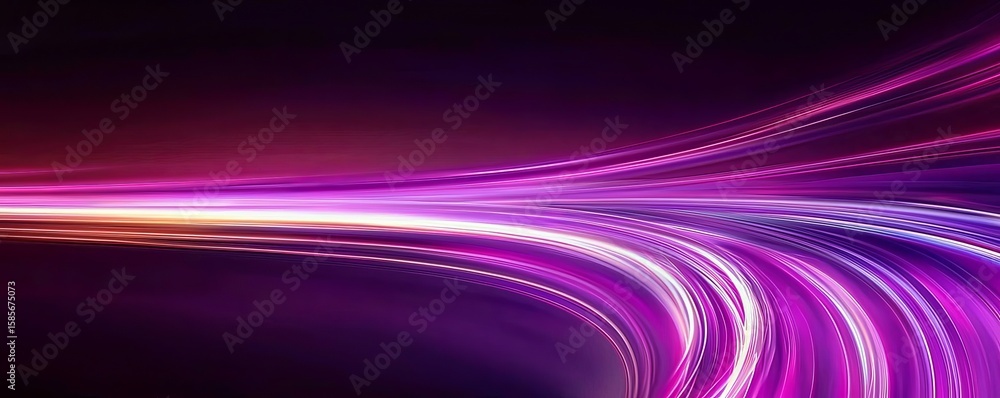 Poster surreal curved light patterns with a dark backdrop.