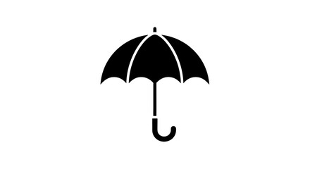 Black umbrella open, isolated on a white background, offering protection from the rain