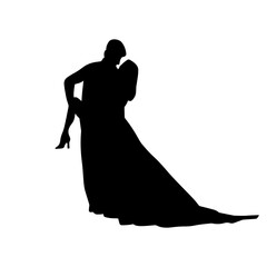 Wedding couple in love shadow shape silhouette.