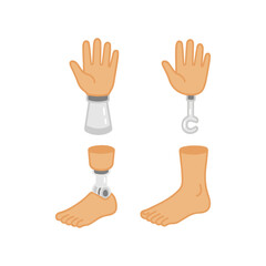 Hand and leg prosthesis icon set.