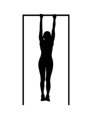 Woman pull up sportive silhouette.