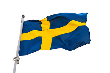The national flag of Sweden isolated on a clean white background. Swedish flag cutout on white
