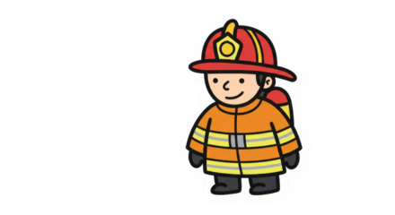 Cartoon Firefighter Sticker Illustration