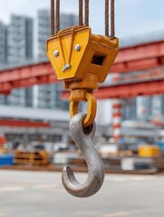 Large Crane Hook for Lifting Heavy Objects in Construction Site