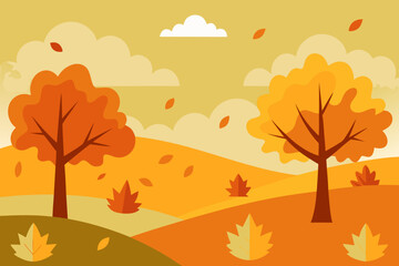 autumn landscape with golden maple trees  