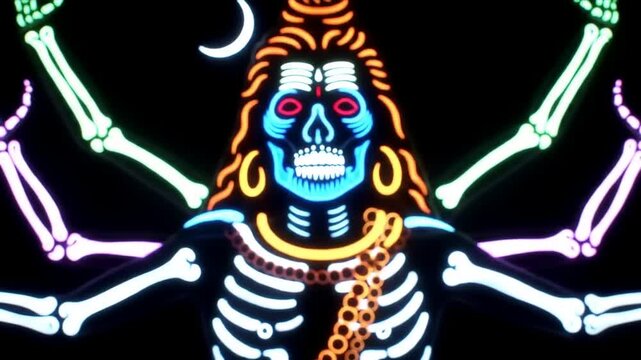 Neon Shiva Skeleton Art.