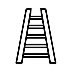 Simple black line drawing of a ladder isolated on white background