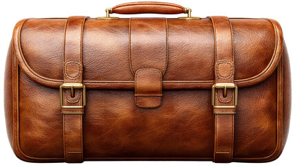 Brown Leather Briefcase Vintage Style Gold Hardware Detailed Texture Isolate