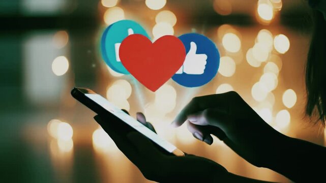 Engagement Boost with Social Media Likes &ndash; Hand Holding Smartphone in Digital Interaction Scene
