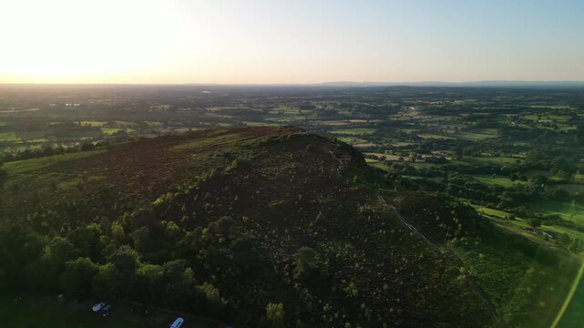 The stunning spiritual Cloud at Bosely on a full moon weekend duriung golden hour, Staffordshire UK - drone slow clockwise rotate from far then move in