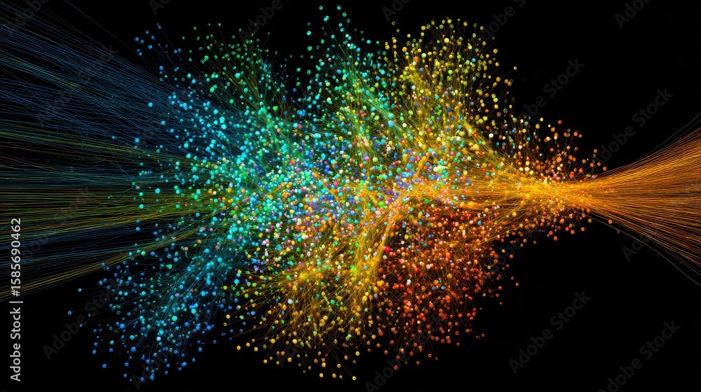 Poster abstract swirl of vibrant particles: an artistic, eye-catching swirl of vivid particles, showcasing 