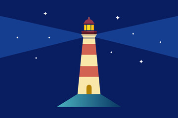 lighthouse beaming into a starry sea  .svg