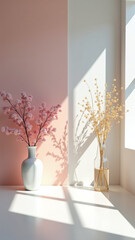 Pink blossoms and yellow flowers cast shadows. 🌸🌼
