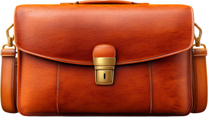 Brown Leather Briefcase Gold Clasp Shoulder Strap Detailed Texture bag