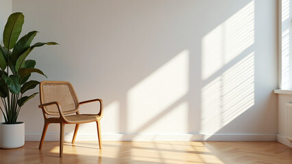 Wooden chair and plant bathe in sunlight. 🌿🪑
