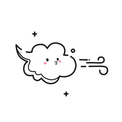 Cute wind blowing cloud cartoon vector illustration