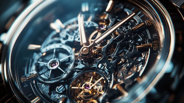 Detailed closeup watch mechanism