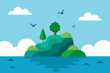 peaceful island cove on zannone with birds flying 