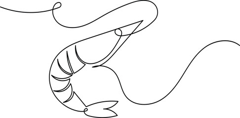 Shrimp continuous one line drawing minimalist style isolated on white background