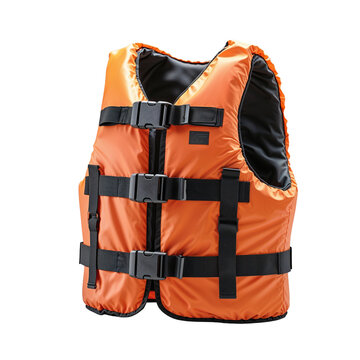 Vibrant orange life vest providing buoyancy and ensuring maritime safety with transparent setting