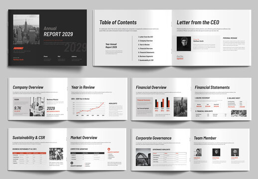 Clean Business Annual Report Template with Infographics