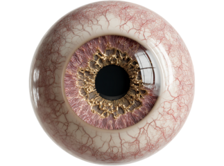 Realistic human eye detailed iris gold accents anatomy, Isolated On White, Transparent Background, Png