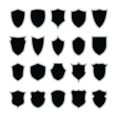 Shield shapes collection. Set of royal shields black vector templates