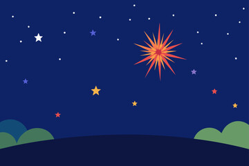 Fototapeta premium starry sky with distant fireworks 