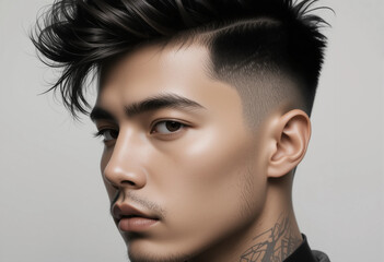 Modern Close-Up Portrait with Artistic Haircut