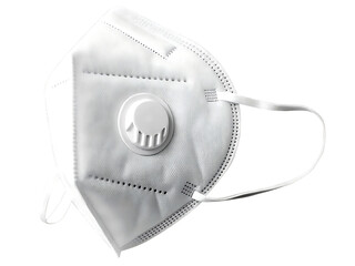 White respirator mask with valve isolated on a transparent background